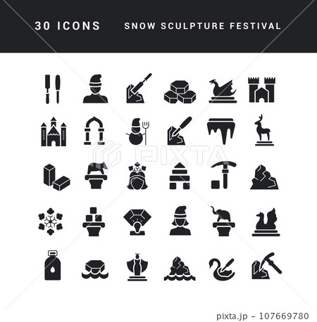 Vector Simple Icons of Snow Sculpture Festival 107669780