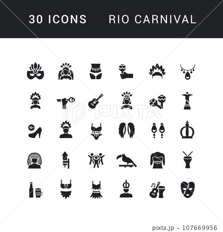 Vector Simple Icons of Rio Carnival Vector Simple Icons of Rio Carnival 107669956
