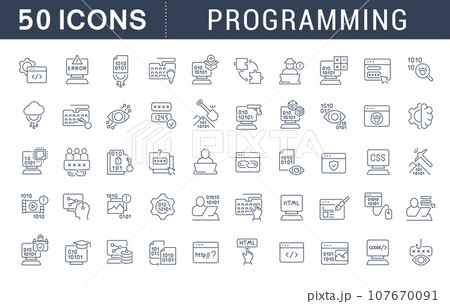 Set Vector Line Icons of Programming Set Vector Line Icons of Programming 107670091