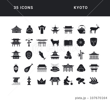 Set of simple icons of Kyoto Set of simple icons of Kyoto 107670164