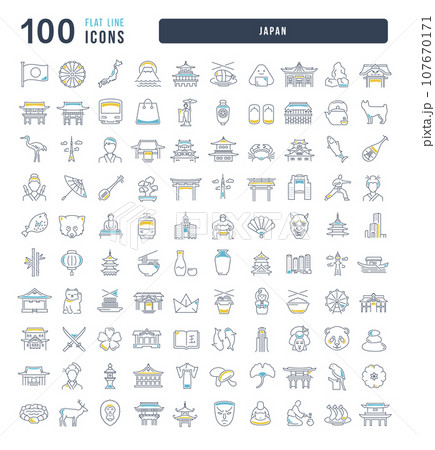 Set of linear icons of Japan Set of linear icons of Japan 107670171