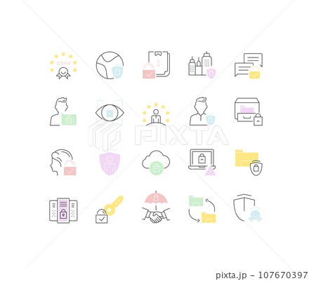 Set Vector Line Icons of GDPR. Set Vector Line Icons of GDPR. 107670397