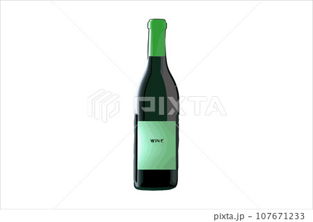 Vector wine watercolor bottle isolated on transparent background. 107671233