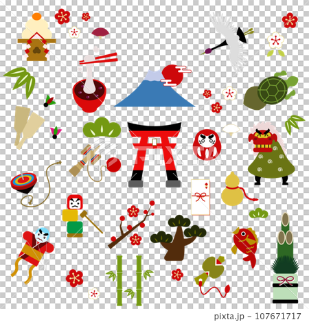 お正月の素材イラストセット 107671717