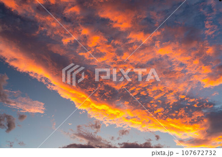 【空素材】朝焼け・夕焼け素材【長野県】 【空素材】朝焼け・夕焼け素材【長野県】 107672732