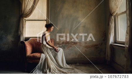 Abstract Conceptual for A Young Woman Longing. Generative AI. 107672783