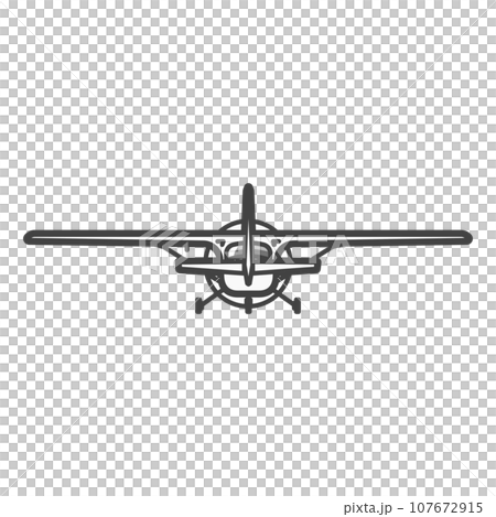 後ろから・飛行しているプロペラ機・ハイウイングの小型飛行機・セスナ パイロット訓練や遊覧飛行など 後ろから・飛行しているプロペラ機・ハイウイングの小型飛行機・セスナ パイロット訓練や遊覧飛行など 107672915