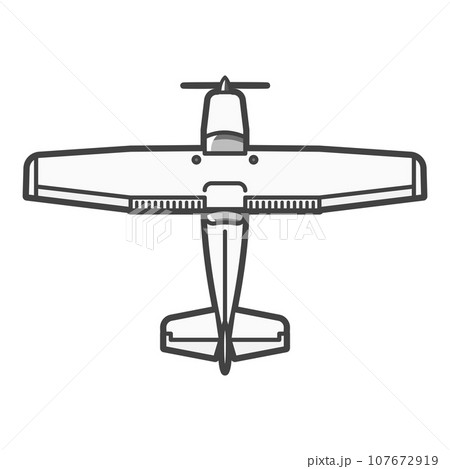 上から・プロペラ機・ハイウイングの小型飛行機・セスナ パイロット
