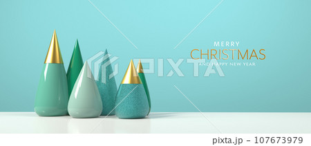Geometric shape of Christmas tree ornaments - 3D Geometric shape of Christmas tree ornaments - 3D 107673979