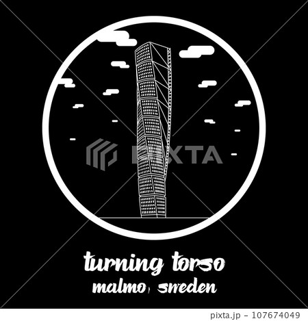 Circle Icon line Turning Torso building. vector illustration 107674049