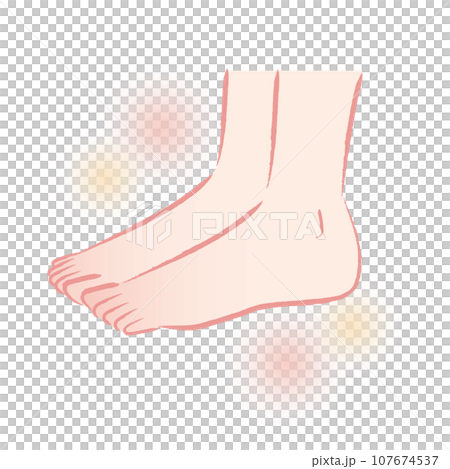 冷え性改善　ぽかぽかの足先のイラスト　温活 107674537