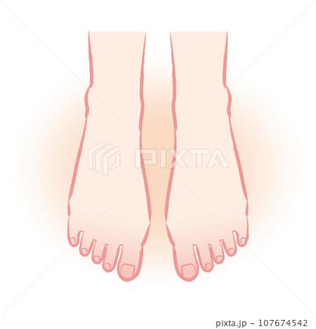 冷え性改善　ぽかぽかの足先のイラスト　温活 107674542