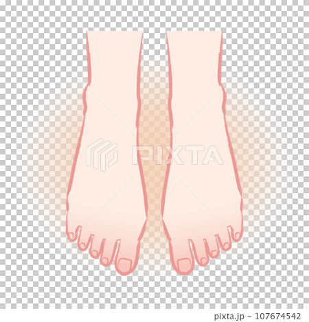 冷え性改善　ぽかぽかの足先のイラスト　温活 107674542