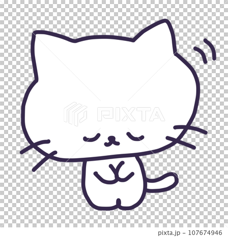 一隻可愛的白色小貓鞠躬的插圖 107674946
