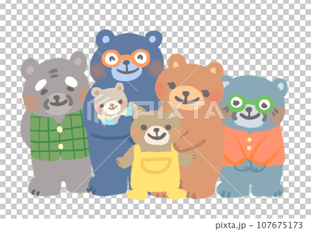 A warm illustration of a three-generation bear family 107675173