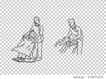 美容室のセット 107675225