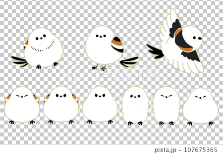 色々なポーズのシマエナガイラスト 107675365