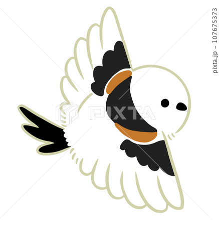 羽ばたくシマエナガのイラスト 107675373