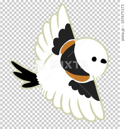 羽ばたくシマエナガのイラスト 107675373