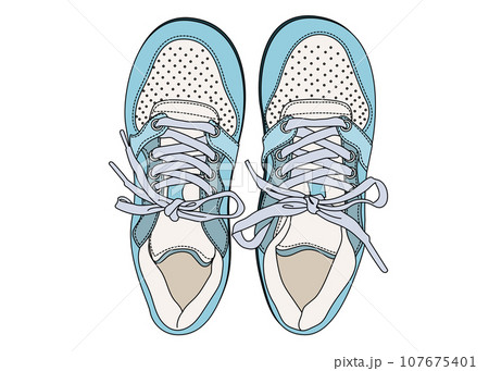 Sneakers A top-down illustration of light blue - Stock