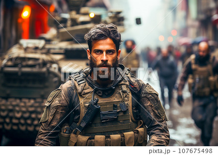 Soldiers at war on the battlefield Soldiers at war on the battlefield 107675498