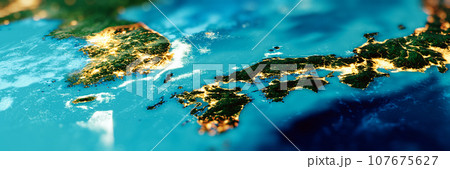 Korea and Japan miniature map Korea and Japan miniature map 107675627