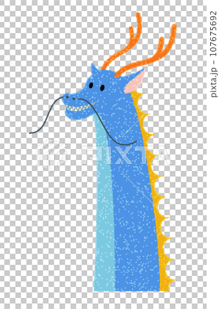 イラスト素材: 青色のかわいい龍のイラスト イラスト素材: 青色のかわいい龍のイラスト 107675692