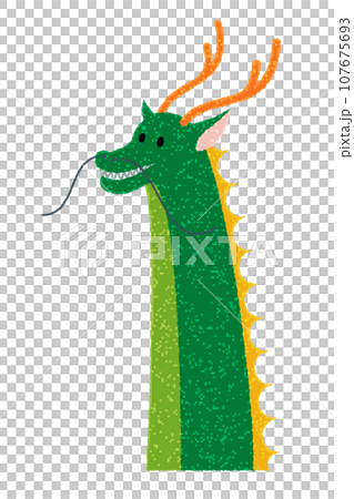 イラスト素材: 緑色ののかわいい龍のイラスト イラスト素材: 緑色ののかわいい龍のイラスト 107675693