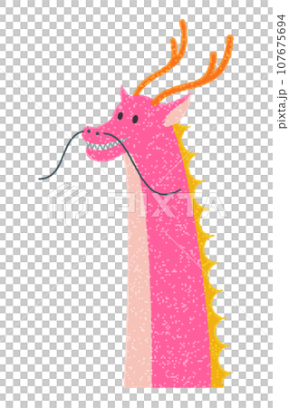 イラスト素材: ピンクのかわいい龍のイラスト 107675694