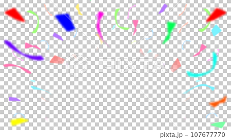Frame illustration with colorful confetti [with copy space] [16:9] 107677770