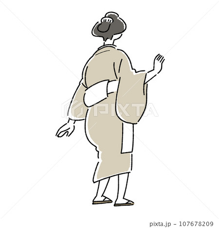 江戸時代の日常 着物の後ろ姿の女性 江戸時代の日常 着物の後ろ姿の女性 107678209