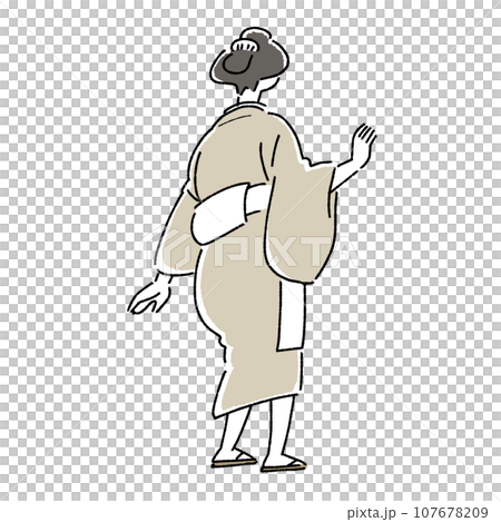 江戶時代的日常生活，背後穿著和服的女人 107678209