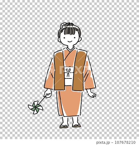 Everyday life in the Edo period: A child facing forward 107678210