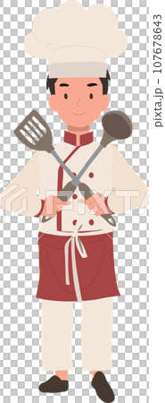 Young Culinary Pro Holding Flipper and Dipper. Confident Kid Chef with Crossed Arms Young Culinary Pro Holding Flipper and Dipper. Confident Kid Chef with Crossed Arms 107678643