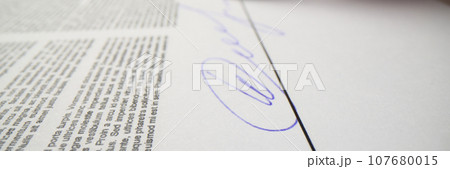 Woman signs contract with pen showing agreement with rules Woman signs contract with pen showing agreement with rules 107680015