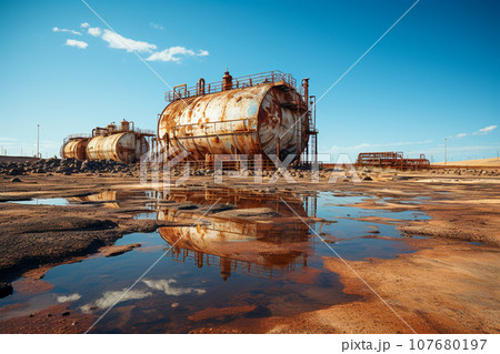 Drum Barrel used to store oil in the Middle East 107680197