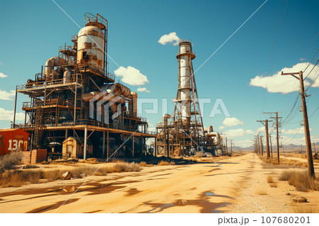 Drum Barrel used to store oil in the Middle East 107680201