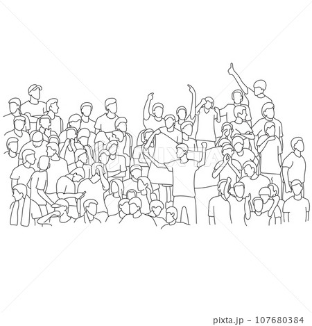 crowd people on stadium illustration vector hand drawn isolated on white background 107680384