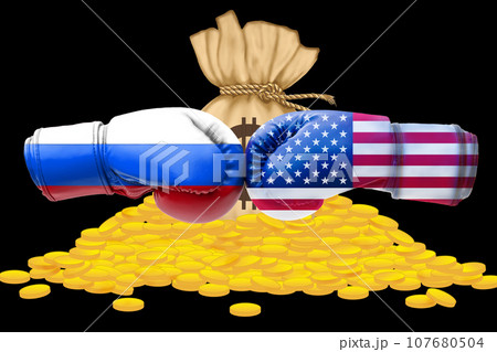 3D Flag of Russia and USA 3D Flag of Russia and USA 107680504