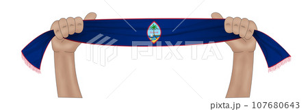 3D Flag on ribbon in hand 3D Flag on ribbon in hand 107680643