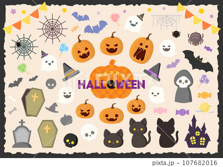 かわいいハロウィンのイラスト素材集 かわいいハロウィンのイラスト素材集 107682016