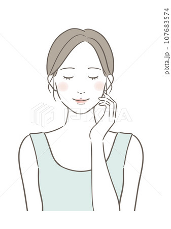 目を閉じて微笑む女性 107683574