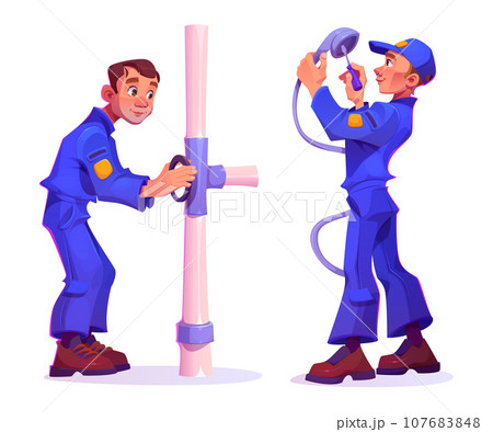 Set of male plumber characters Set of male plumber characters 107683848