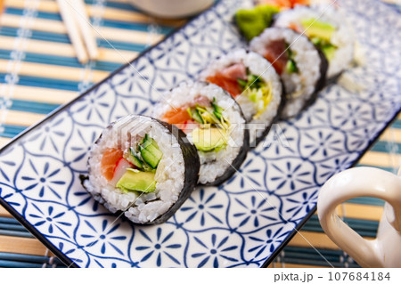 Japanese futomaki sushi Japanese futomaki sushi 107684184