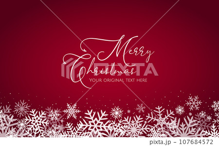 雪の結晶が舞うクリスマスの赤色の水彩画背景イラスト 107684572
