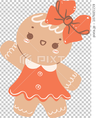 Cute Gingerbread Girl Cartoon Christmas Character Graphic Illustration 107685159
