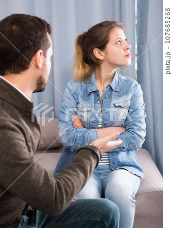 Father and daughter arguing Father and daughter arguing 107685268