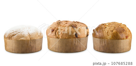 Panettone, traditional italian christmas variety. Panettone, traditional italian christmas variety. 107685288