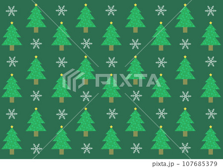 クリスマスツリーと雪のパターン　背景 107685379