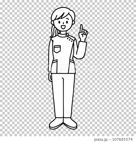 Welfare/medical worker illustration/woman/line drawing Welfare/medical worker illustration/woman/line drawing 107685574